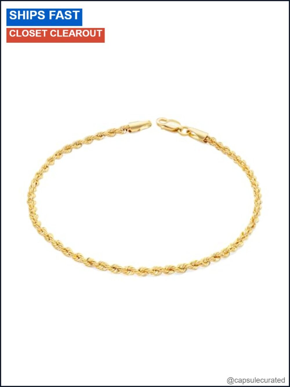 10K Solid Gold Quint Rope Link Bracelet 2.1mm Fine Jewelry